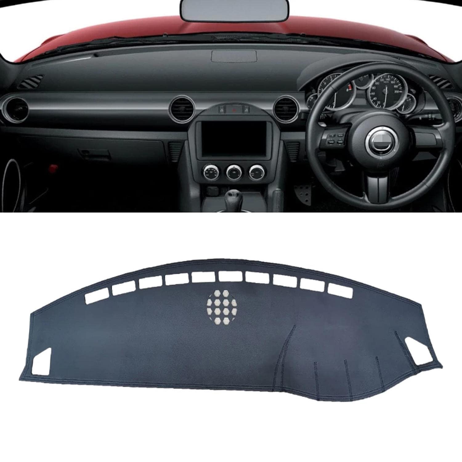 TTOILS Leder Dashmat Dashboard Cover Pad Dash Mat Teppich, für Mazda Mx5 Nc G3 2005 2006 2007 2008 2009 2015 Zubehör von TTOILS