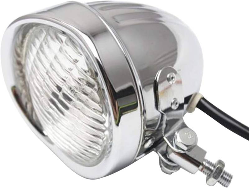 Huianpen Motorrad Scheinwerfer,Zusatzscheinwerfer Chrome Motorrad 4inch Scheinwerfer Weiß Lampe Ersatz für Touring Custom Bikes von Huianpen