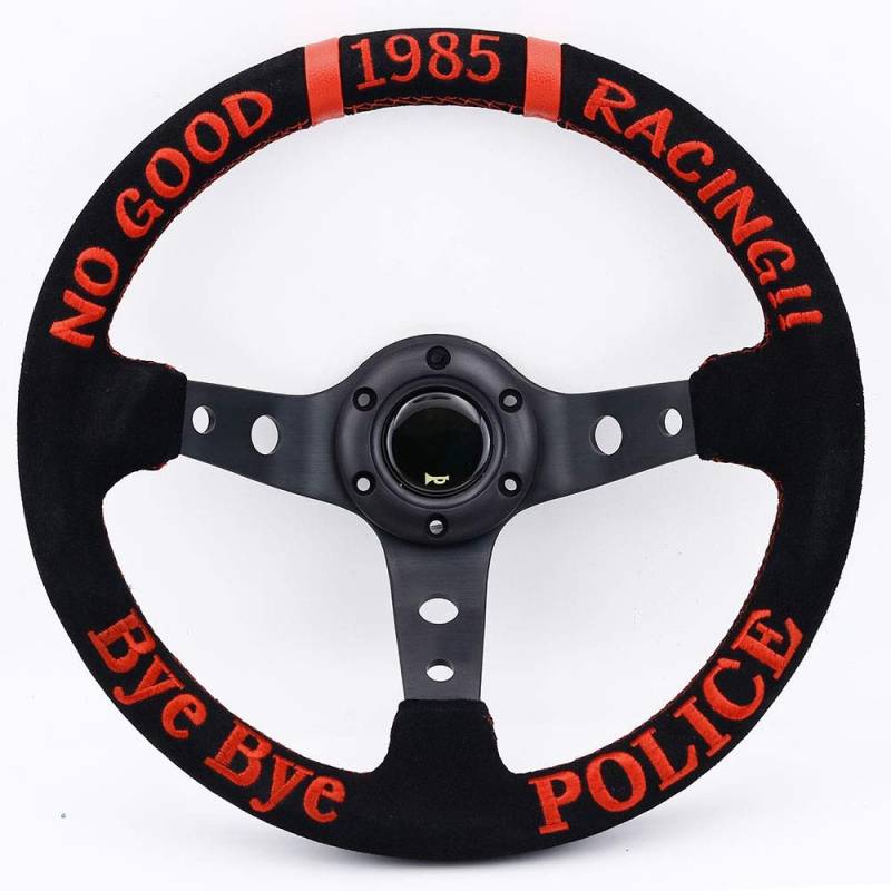Sportlenkrad 14inch Racing Red Blue Suede Leder Deep Dish Drift Sport Lenkräder Sport Lenkrad von TTSJSM