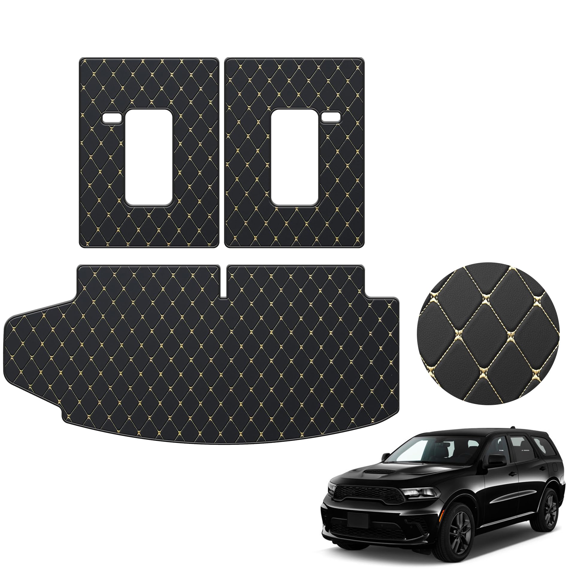 Dodge Durango Kofferraummatte und Rückenlehnenmatte für 6 und 7 Sitze, passgenau, PU-Leder, Allwetter-Kofferraummatte und Rücksitzbezug für Dodge Durango (Kofferraummatte + 3. Reihe Dodge Durango Kofferraummatte und Rückenlehnenmatte für 6 und 7 Sitze, passgenau, PU-Leder, Allwetter-Kofferraummatte und Rücksitzbezug für Dodge Durango (Kofferraummatte + 3. Reihe von TTX LIGHTING