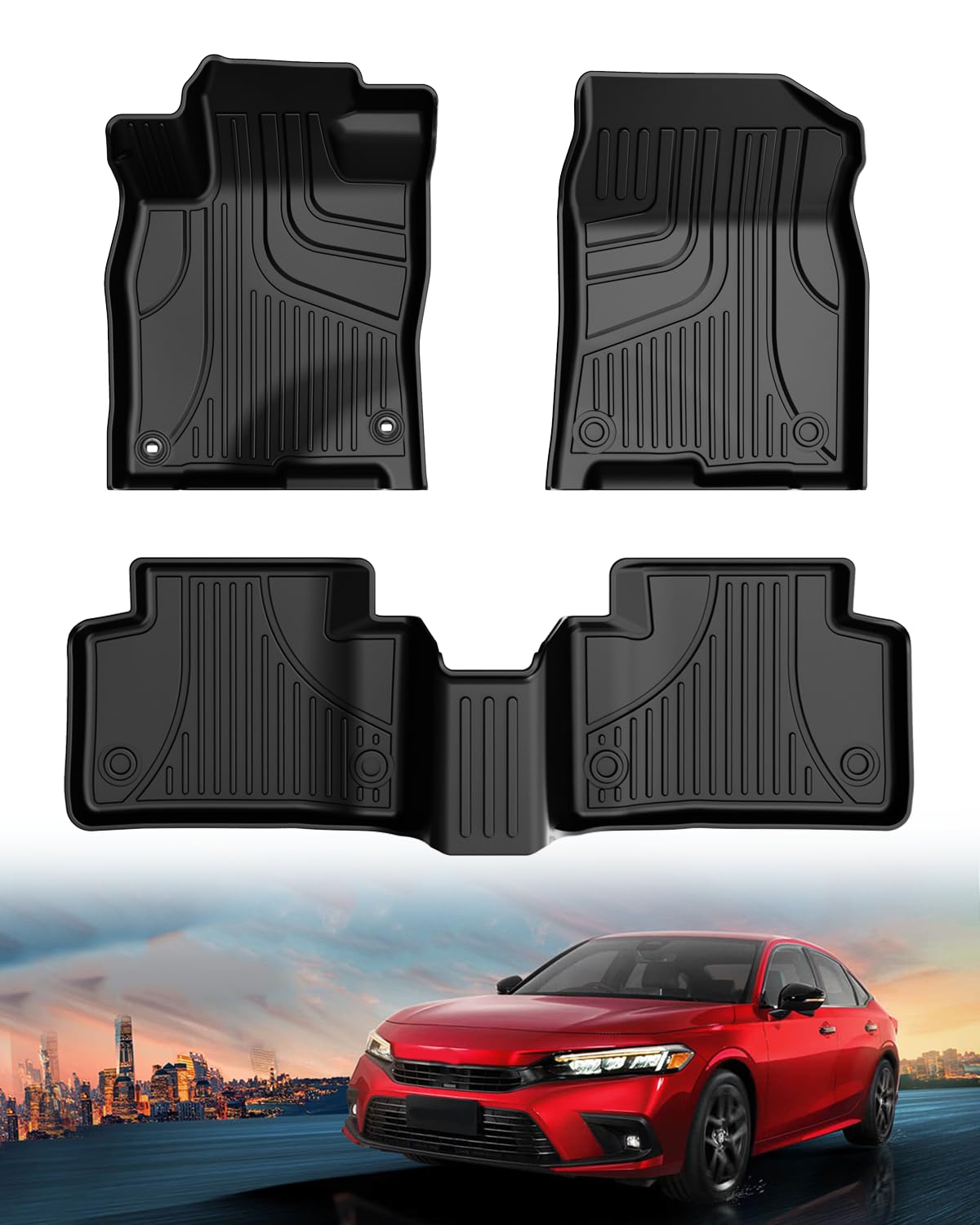 TTX LIGHTING Fußmatten für Honda Civic 2016 2017 2018 2019 2020 2021 Alle Modelle TPE Automotive Fußmatten Allwetter Schutzmatte inklusive Front- und Hintere Reiheneinlage Schwarz TTX LIGHTING Fußmatten für Honda Civic 2016 2017 2018 2019 2020 2021 Alle Modelle TPE Automotive Fußmatten Allwetter Schutzmatte inklusive Front- und Hintere Reiheneinlage Schwarz von TTX LIGHTING