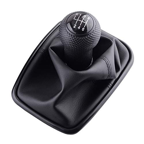 Schaltknauf,Auto Schaltknauf 5/6 Geschwindigkeit Schaltknauf Lever Shifter Leder for Volkswagen VW Golf 4 2003-2008 IV MK4 GTI R32 Jetta(6 Speed Black) von TUANZUN