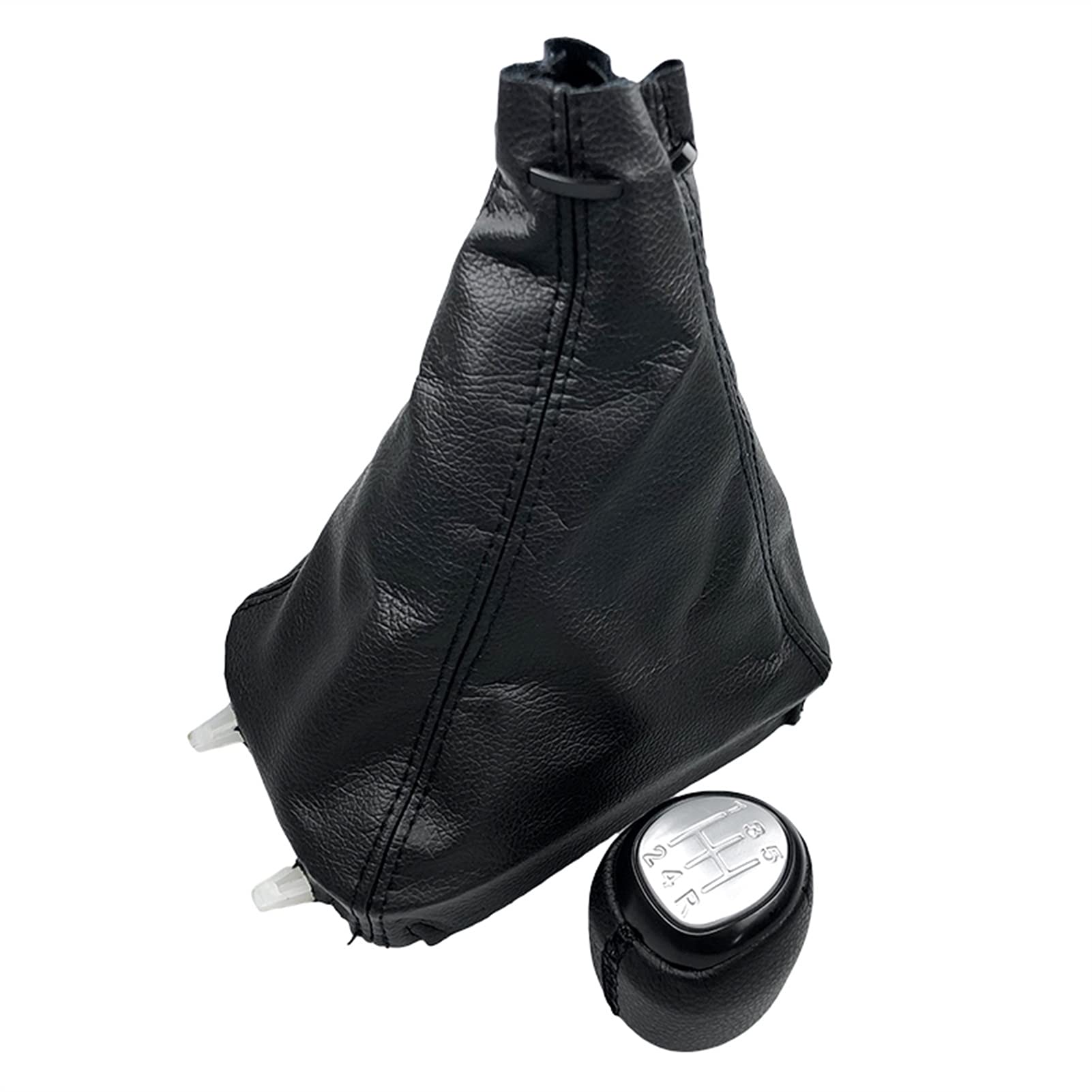 Schaltknauf,Auto Schaltknauf 5/6 Geschwindigkeitsgetriebe Umschaltknopf Leder Gamer Boot Cover Fall Hebel Shifter Passend Für SAAB 93 9-3 SS 2003-2012 Auto-Styling-Accessoires.(5 Speed Silver Combo) von TUANZUN