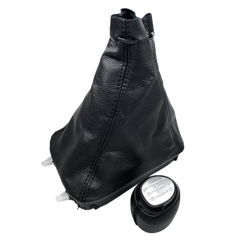 Schaltknauf,Auto Schaltknauf 5/6 Geschwindigkeitsgetriebe Umschaltknopf Leder Gamer Boot Cover Fall Hebel Shifter Passend Für SAAB 93 9-3 SS 2003-2012 Auto-Styling-Accessoires.(5 Speed Silver Combo) von TUANZUN