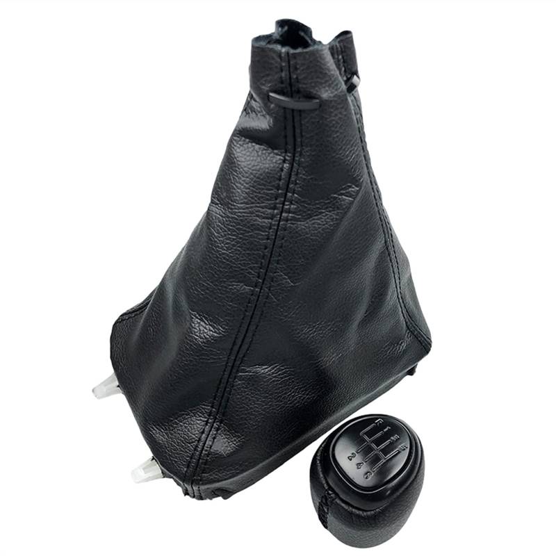 Schaltknauf,Auto Schaltknauf 5/6 Geschwindigkeitsgetriebe Umschaltknopf Leder Gamer Boot Cover Fall Hebel Shifter Passend Für SAAB 93 9-3 SS 2003-2012 Auto-Styling-Accessoires.(6 Speed Black Combo) von TUANZUN