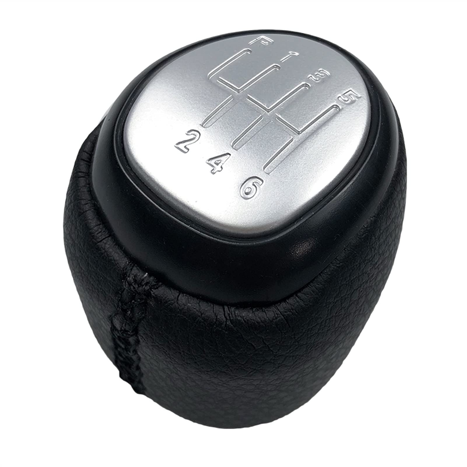 Schaltknauf,Auto Schaltknauf 5/6 Geschwindigkeitsgetriebe Umschaltknopf Leder Gamer Boot Cover Fall Hebel Shifter Passend Für SAAB 93 9-3 SS 2003-2012 Auto-Styling-Accessoires.(6 Speed Silver) von TUANZUN