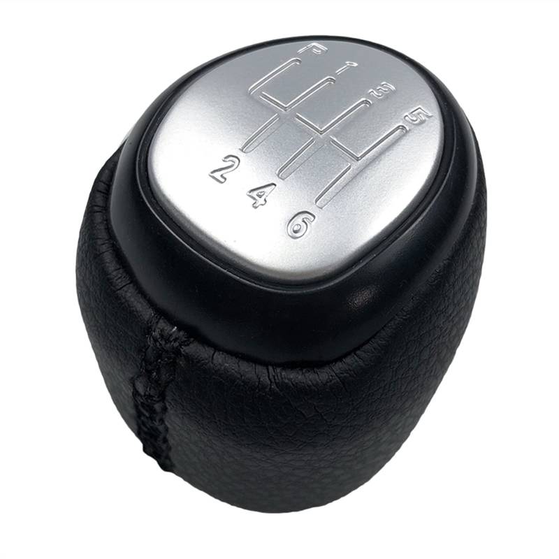 Schaltknauf,Auto Schaltknauf 5/6 Geschwindigkeitsgetriebe Umschaltknopf Leder Gamer Boot Cover Fall Hebel Shifter Passend Für SAAB 93 9-3 SS 2003-2012 Auto-Styling-Accessoires.(6 Speed Silver) von TUANZUN