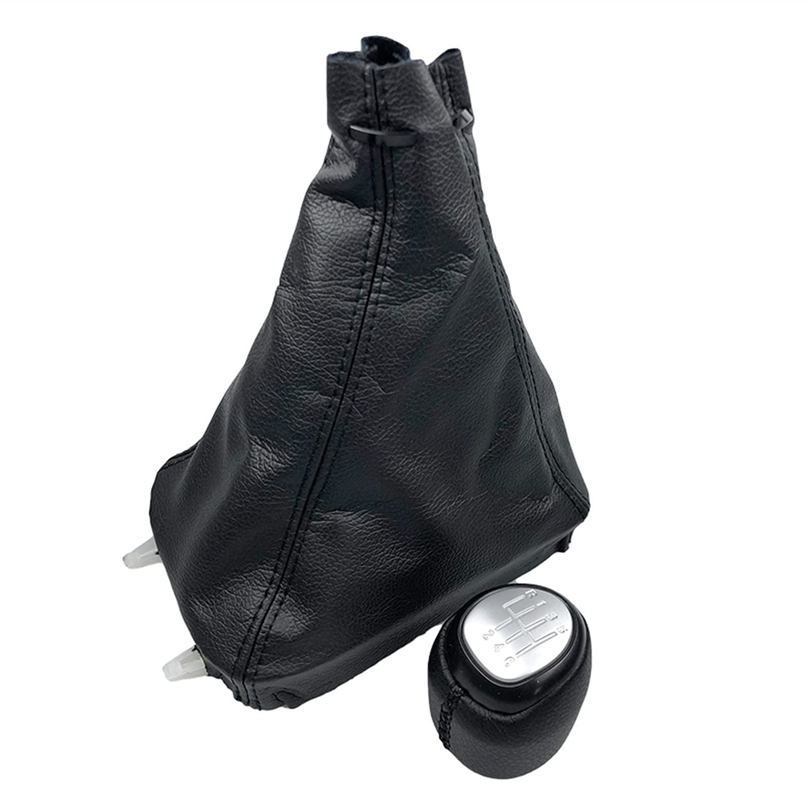 Schaltknauf,Auto Schaltknauf 5/6 Geschwindigkeitsgetriebe Umschaltknopf Leder Gamer Boot Cover Fall Hebel Shifter Passend Für SAAB 93 9-3 SS 2003-2012 Auto-Styling-Accessoires.(6 Speed Silver Combo) von TUANZUN