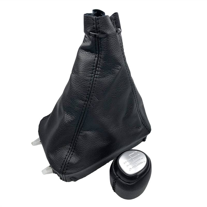 Schaltknauf,Auto Schaltknauf 5/6 Geschwindigkeitsgetriebe Umschaltknopf Leder Gamer Boot Cover Fall Hebel Shifter Passend Für SAAB 93 9-3 SS 2003-2012 Auto-Styling-Accessoires.(6 Speed Silver Combo) von TUANZUN