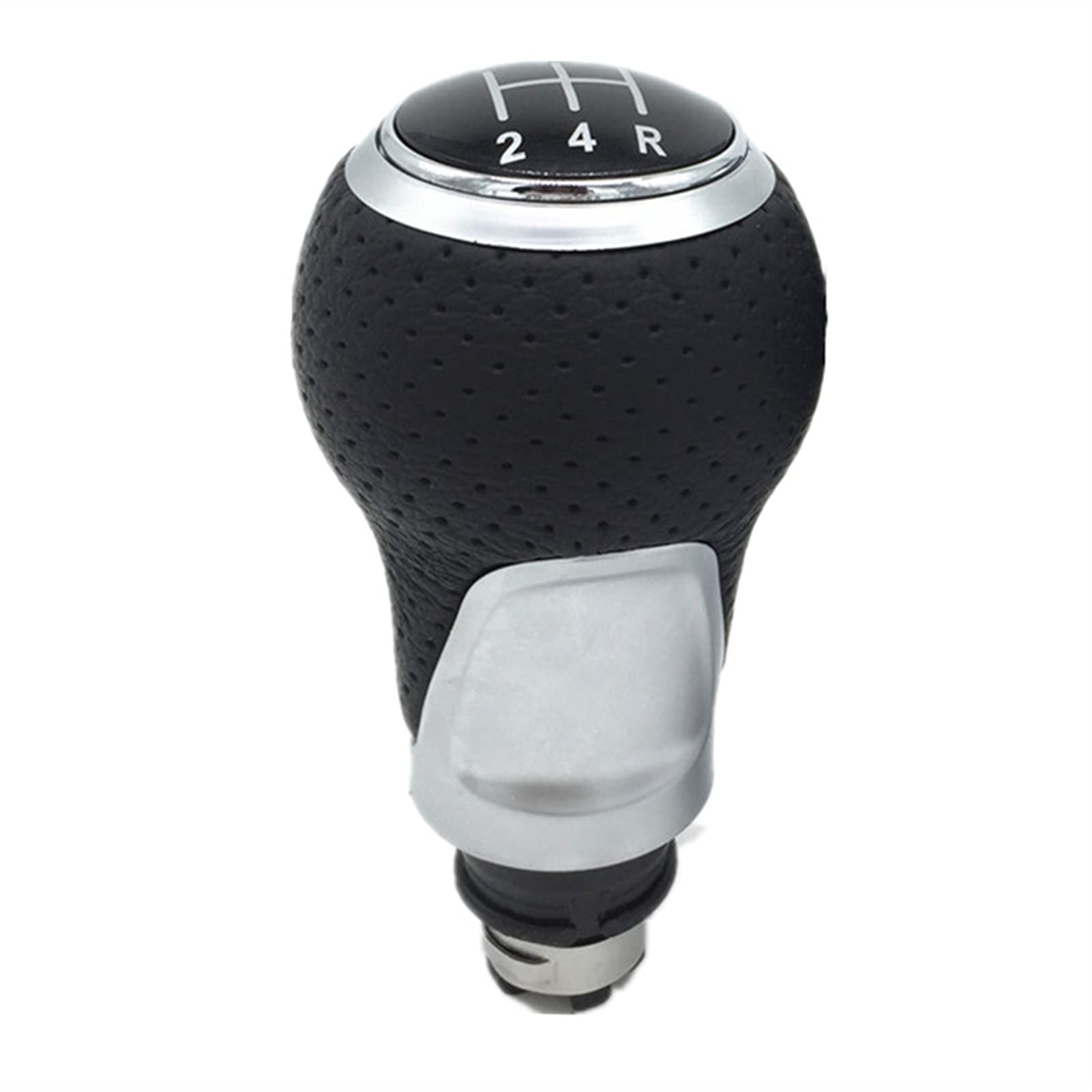 Schaltknauf,Auto Schaltknauf 5/6 Geschwindigkeitsleder Auto Styling Gang Umschaltknopf Stick Cover Passend Für VW Golf MK5 MK6 Golf 5 6 A6 Kaninchen Jetta MK6 2009-2014(12345R Silver Knob) von TUANZUN