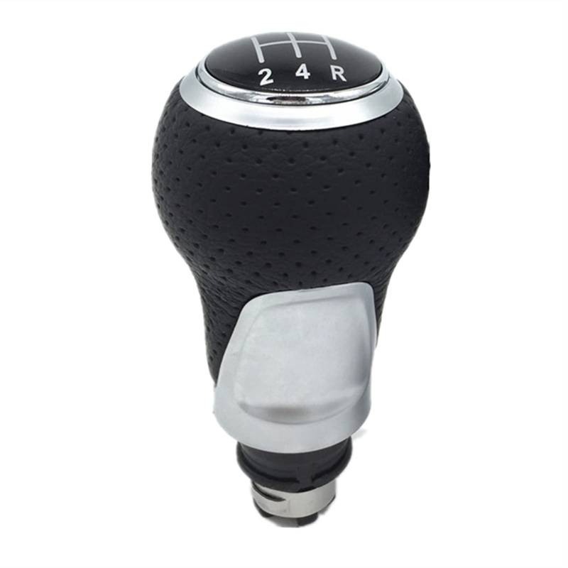 Schaltknauf,Auto Schaltknauf 5/6 Geschwindigkeitsleder Auto Styling Gang Umschaltknopf Stick Cover Passend Für VW Golf MK5 MK6 Golf 5 6 A6 Kaninchen Jetta MK6 2009-2014(12345R Silver Knob) von TUANZUN