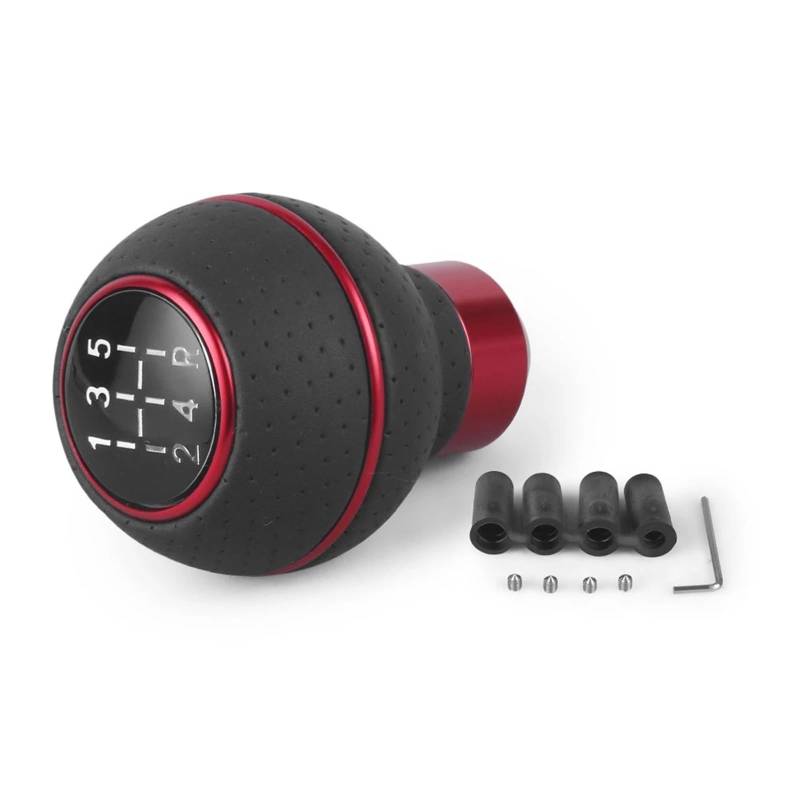 Schaltknauf,Auto Schaltknauf 5 Gang Schaltknauf Kopf Stick Aluminium Auto Universal Schwarz Silber Rot Blau (Red) von TUANZUN