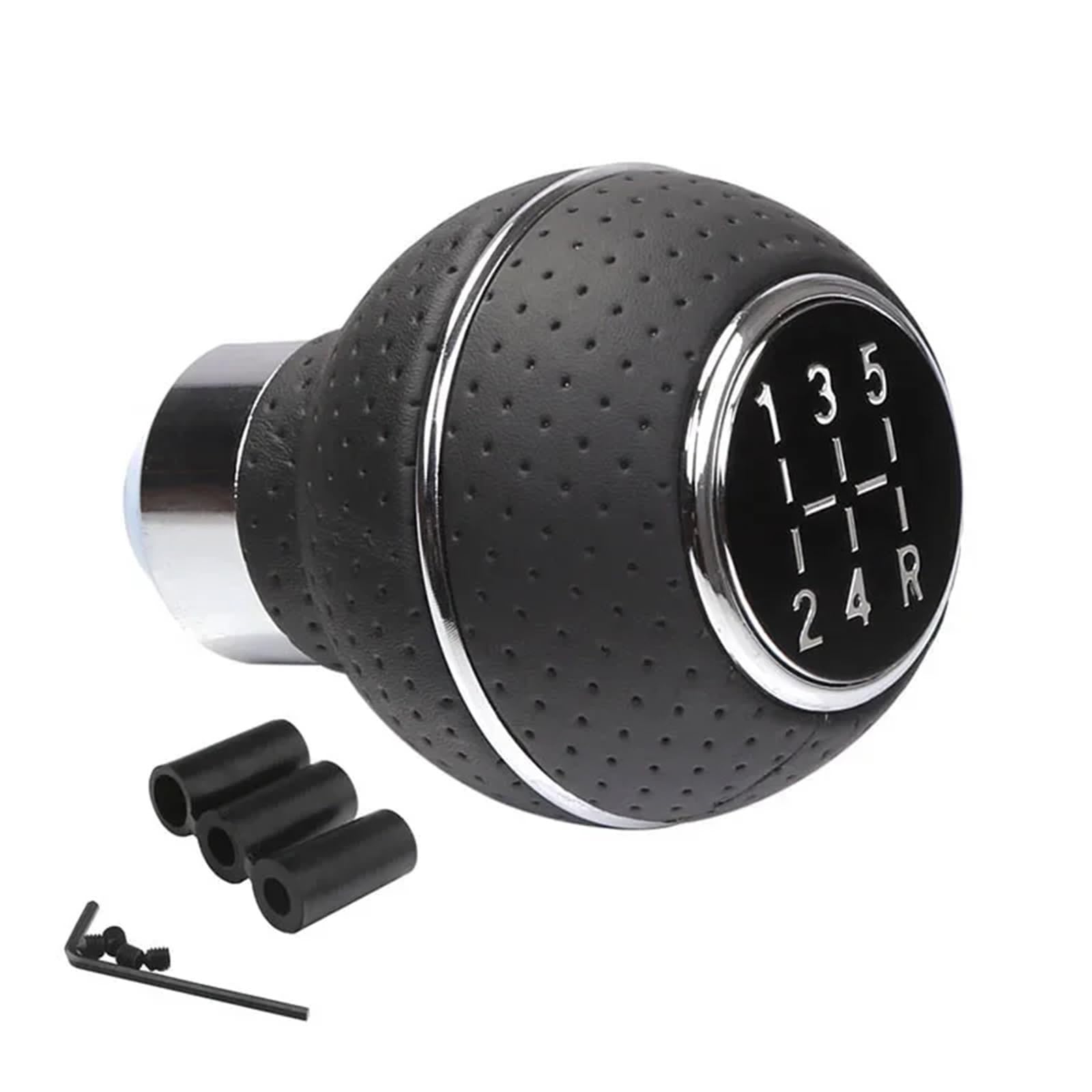 Schaltknauf,Auto Schaltknauf 5-Gang-Universal-Auto-Schaltknauf for Schaltgetriebe, Leder und Aluminiumbasis, ersetzen Sie den Original-Auto-Knopf direkt 1 Stück(5 speed silver ring) von TUANZUN