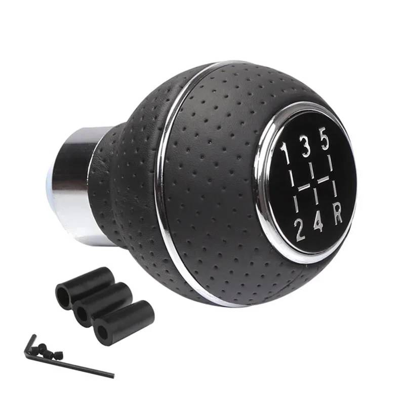 Schaltknauf,Auto Schaltknauf 5-Gang-Universal-Auto-Schaltknauf for Schaltgetriebe, Leder und Aluminiumbasis, ersetzen Sie den Original-Auto-Knopf direkt 1 Stück(5 speed silver ring) von TUANZUN