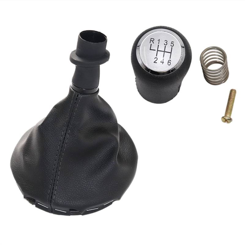 Schaltknauf,Auto Schaltknauf Auto-Gang-Umschaltknopf 5/6 Geschwindigkeitsgetriebehebel-Stick-Gaiter-Boot-Abdeckung Passend Für VW. Transporter. T5 T5.1 T6 2003 2005-2015(6 speed silver set) von TUANZUN