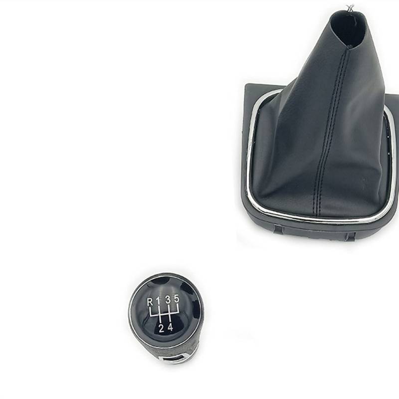 Schaltknauf,Auto Schaltknauf Auto-Handbuch 5/6 Geschwindigkeitsgetriebe-Umschaltknopf Mit Schwarzer Boot-Cover-Kragen-Passend Für VW. Jetta 5 6. GOLF 6 VI MK5 MK6 2005-2014(5 black line A pair) von TUANZUN