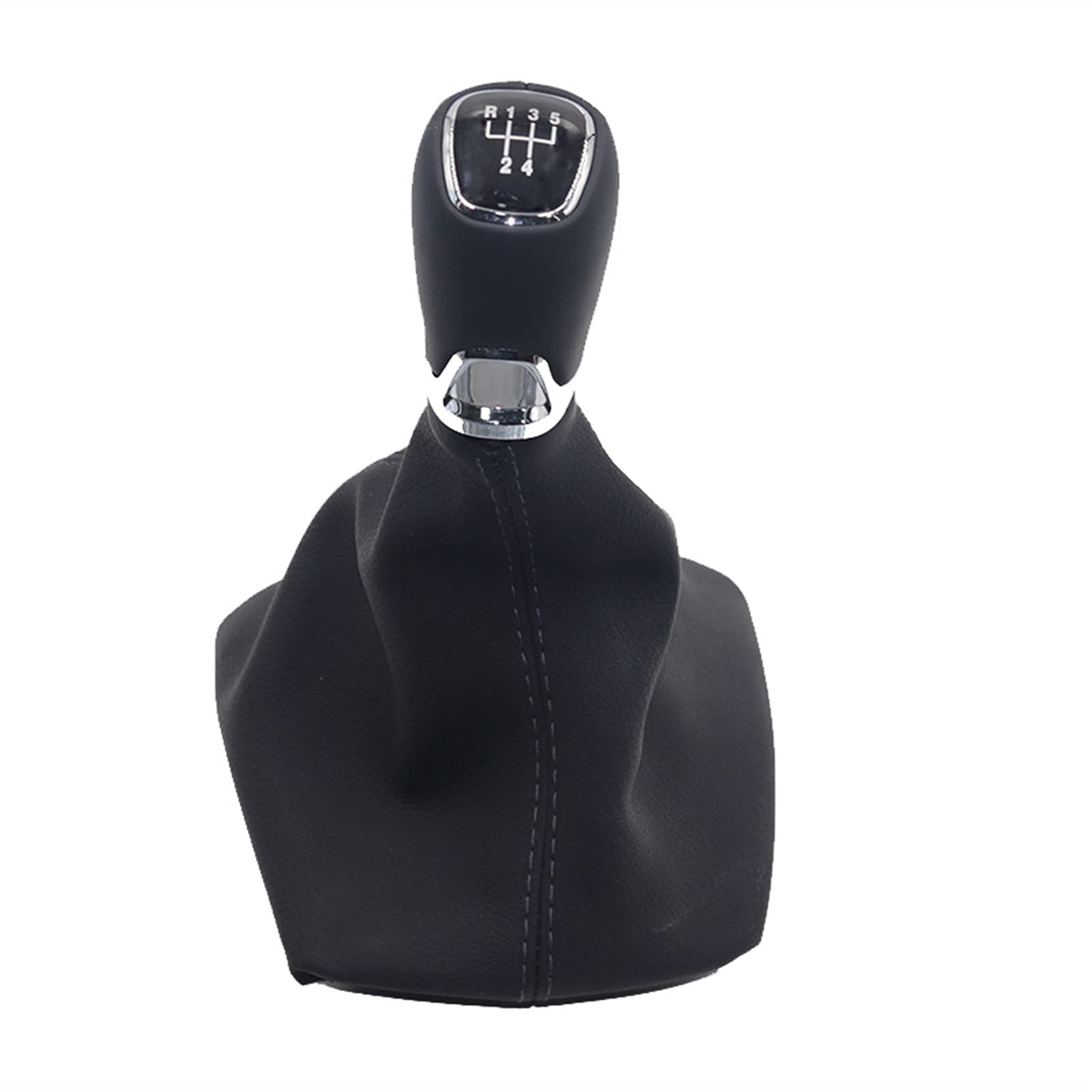 Schaltknauf,Auto Schaltknauf Chrom- Und Leder-Auto-Umschaltgetriebe-Knopfhebel Gaiter-Boot-Abdeckung Passend Für Skoda Octavia A5 A6 2004-2012(5 Speed Set) von TUANZUN