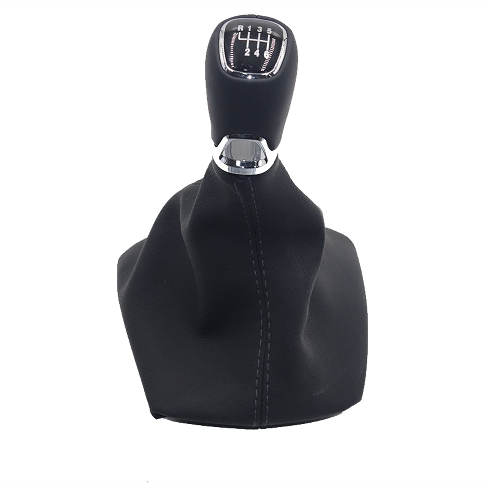 Schaltknauf,Auto Schaltknauf Chrom- Und Leder-Auto-Umschaltgetriebe-Knopfhebel Gaiter-Boot-Abdeckung Passend Für Skoda Octavia A5 A6 2004-2012(6 speed set) von TUANZUN