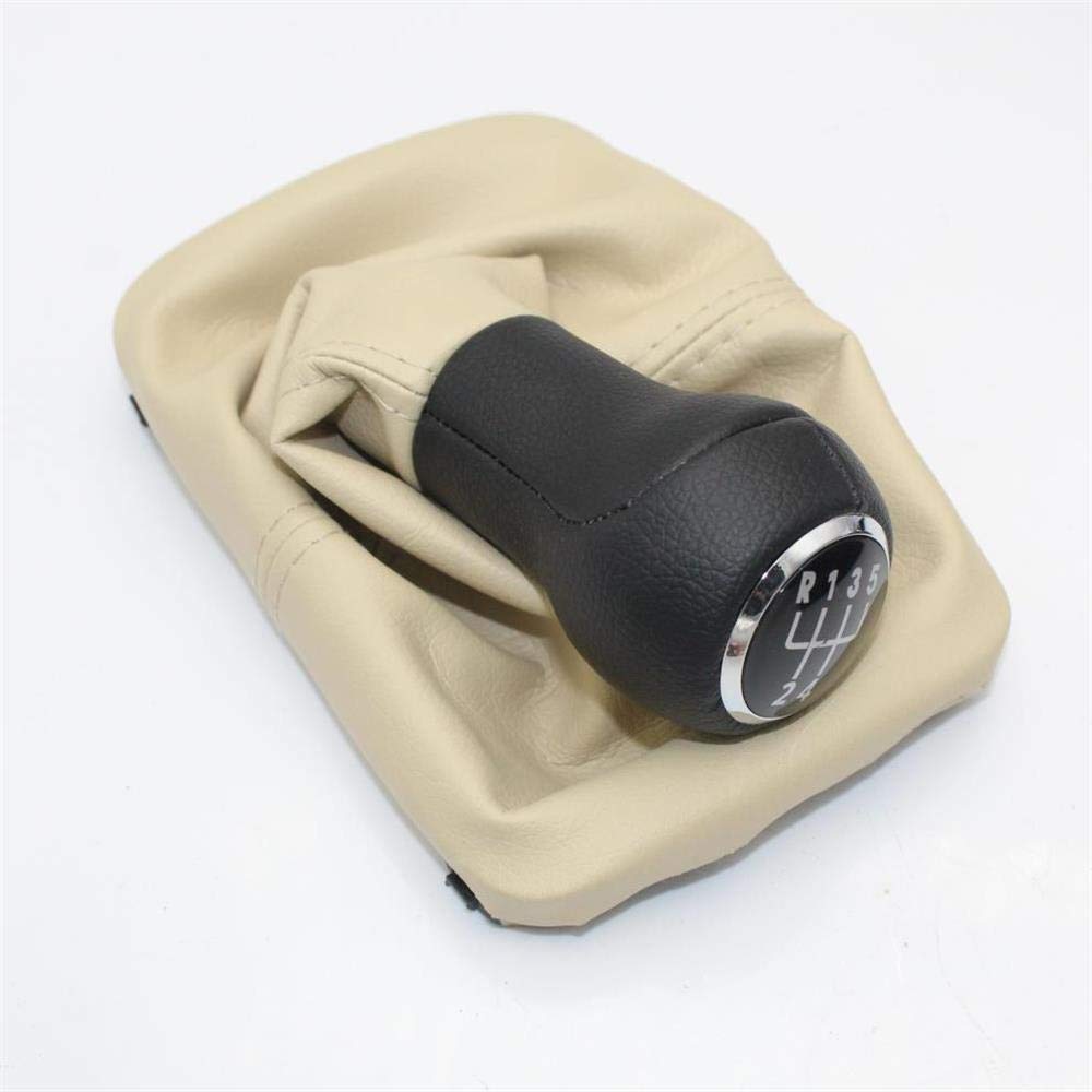 Schaltknauf,Auto Schaltknauf For VW Beetle 1998 1999 2000 2001 2002 2003 2004 2005 2006 2007 2008 2009 2010 Neues 5 Speed ​​Gear Stick Schaltknauf Lederstiefel(Beige Giator) von TUANZUN