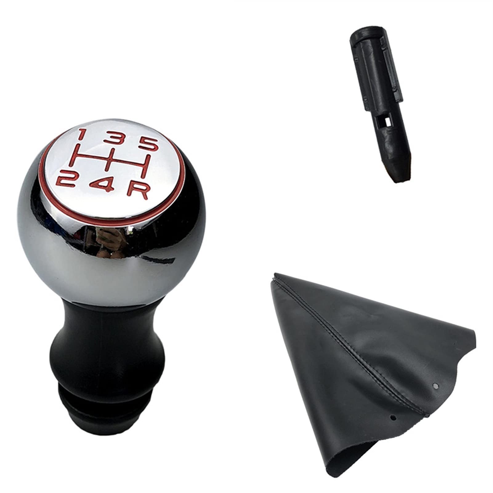 Schaltknauf,Auto Schaltknauf Matt-Chrom-Auto-Gang-Umschaltknopf-Hebel-Shifter-Handstift Passend Für Peugeot 106 206 306 406 107 207 307 407 301 308 2008 3008 C2 C3 C4.(Chrome Red) von TUANZUN
