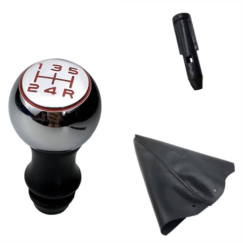 Schaltknauf,Auto Schaltknauf Matt-Chrom-Auto-Gang-Umschaltknopf-Hebel-Shifter-Handstift Passend Für Peugeot 106 206 306 406 107 207 307 407 301 308 2008 3008 C2 C3 C4.(Chrome Red) von TUANZUN
