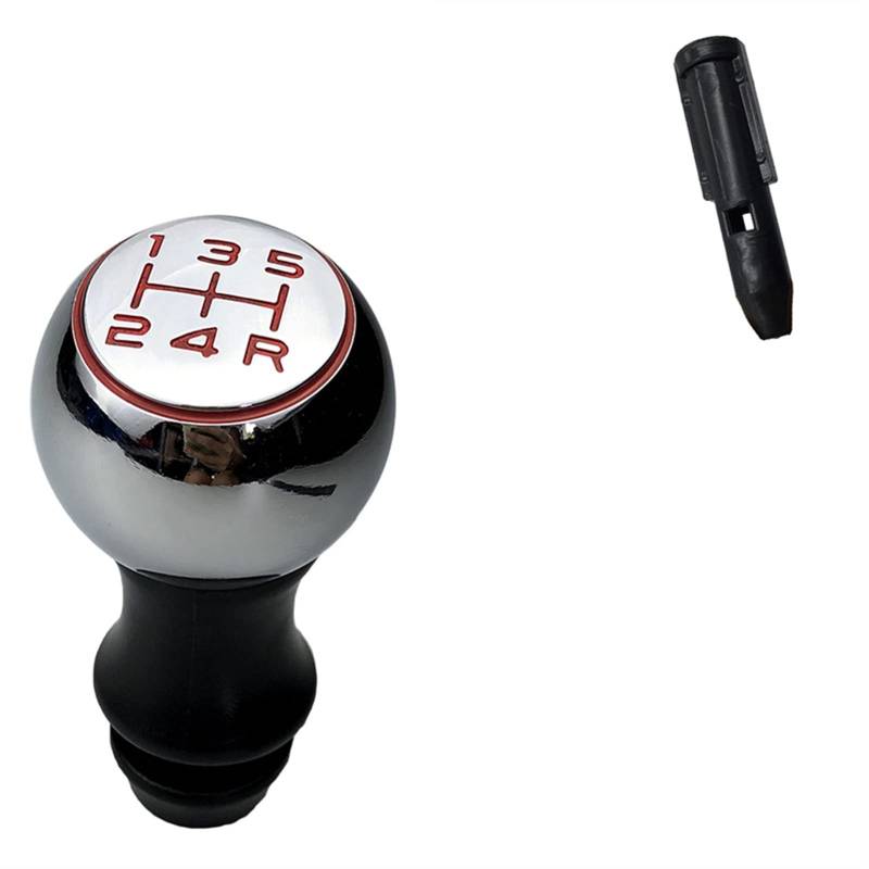 Schaltknauf,Auto Schaltknauf Matt-Chrom-Auto-Gang-Umschaltknopf-Hebel-Shifter-Handstift Passend Für Peugeot 106 206 306 406 107 207 307 407 301 308 2008 3008 C2 C3 C4.(Red and Sleeve) von TUANZUN