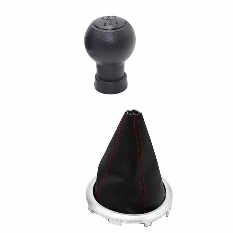 Schaltknauf,Auto Schaltknauf Passend Für Suzuki Swift MK2 2005 2006 2007 2008 2009 2010 Gangschaltknopfstiefelstaubschutzkragen(Black red line set) von TUANZUN