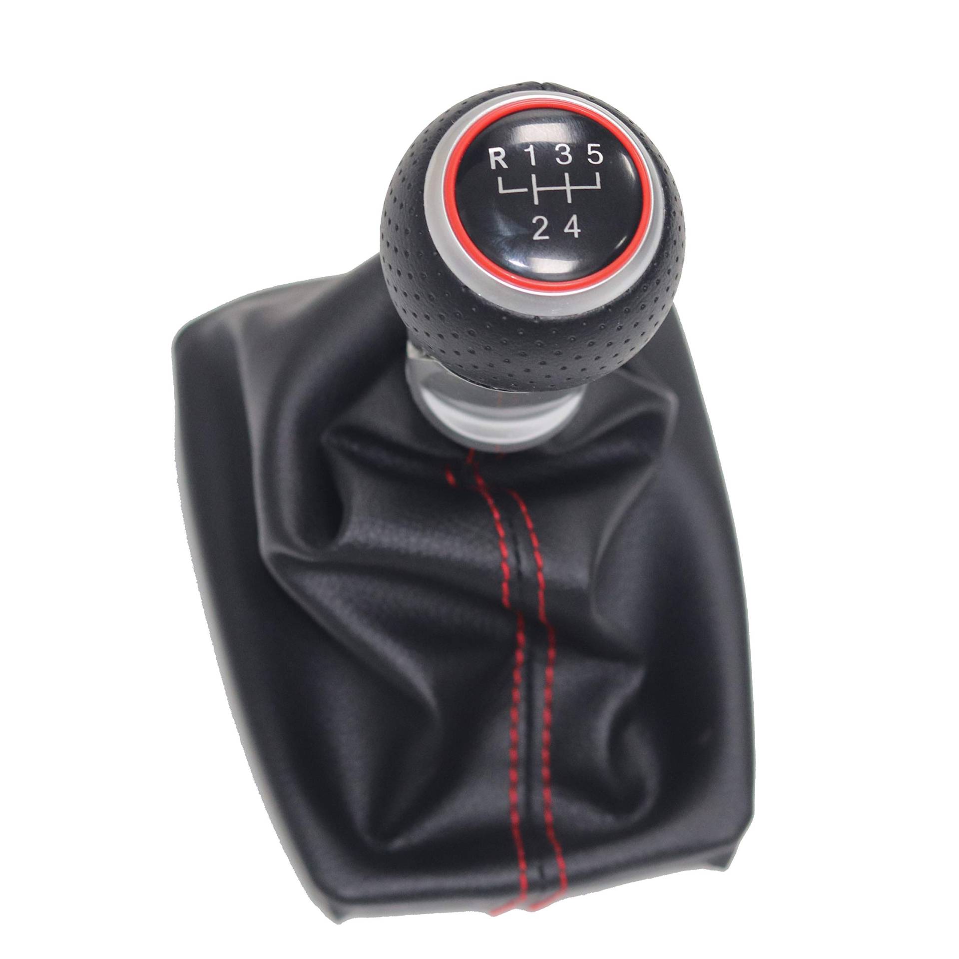 Schaltknauf,Auto Schaltknauf Rote Linie Auto-Gang-Umschaltknopf-Gamer-Boot-Abdeckungs-Passend Für A4 8E B6 B7 2000 2001 2002 2002 2003 2004 2005 2006 2007 2008 2008(R12345 red) von TUANZUN