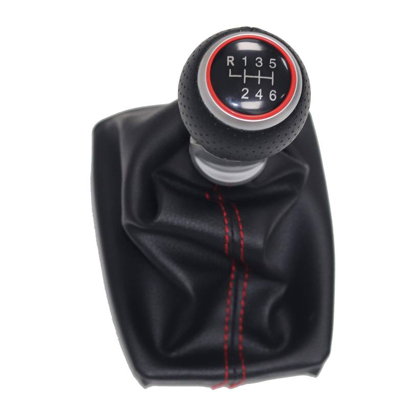 Schaltknauf,Auto Schaltknauf Rote Linie Auto-Gang-Umschaltknopf-Gamer-Boot-Abdeckungs-Passend Für A4 8E B6 B7 2000 2001 2002 2002 2003 2004 2005 2006 2007 2008 2008(R123456 red) von TUANZUN