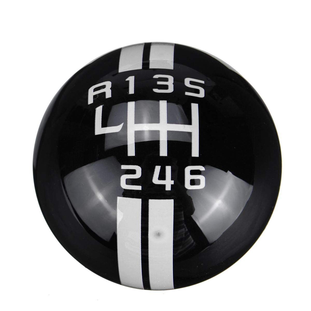 Schaltknauf,Auto Schaltknauf Universal-6-Gang Schaltknauf for Ford Mustang for Für Peugeot for Mercedes Car Schaltknauf 6 Gang(Black White Label) von TUANZUN