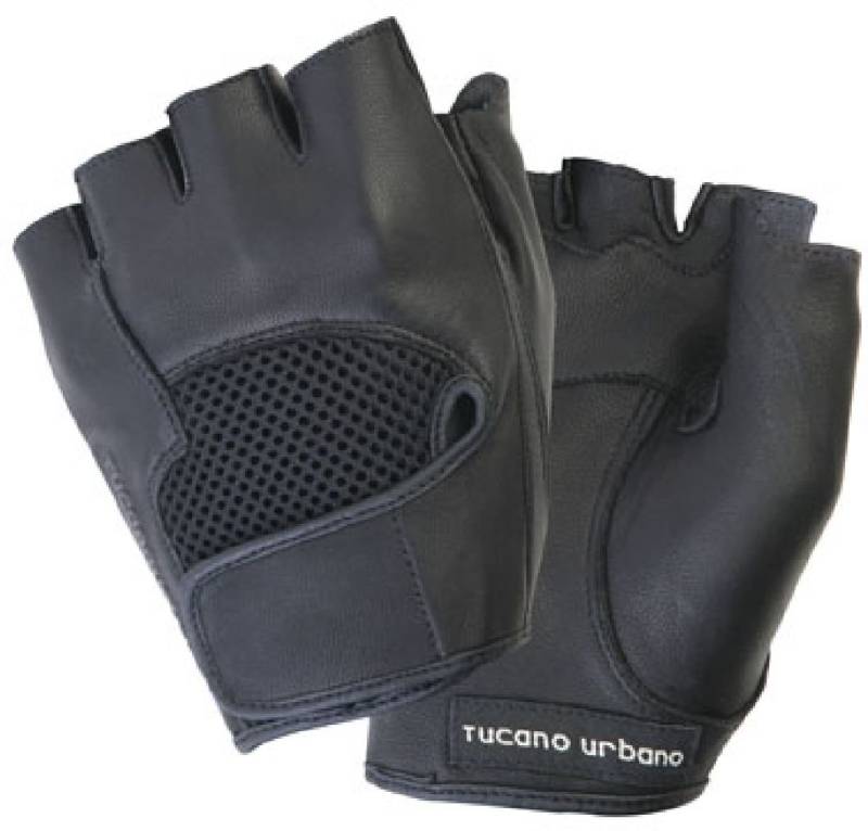 TUCANO URBANO 908N2 SCHIAFFO - Half fingeRot glove in real leather, Schwarz, Groesse XS von TUCANO URBANO