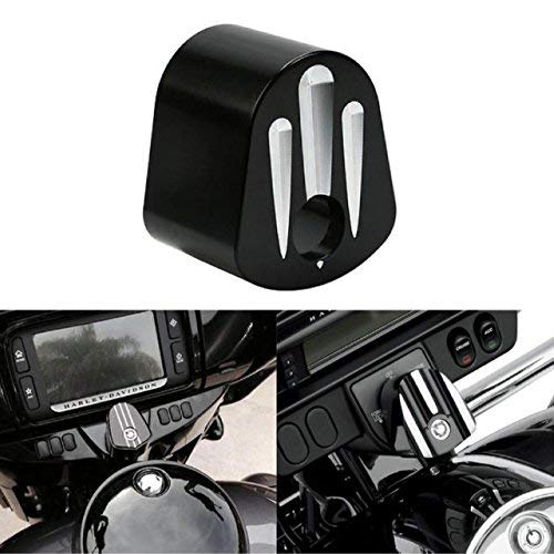 TUINCYN Motorrad Black Front Zündschloss Abdeckung Billet Aluminium für Harley FLHX/FLHT/FLTR/FL Modelle Touring Trike Street Road Glide (2014-2017) Hardware Kit von TUINCYN