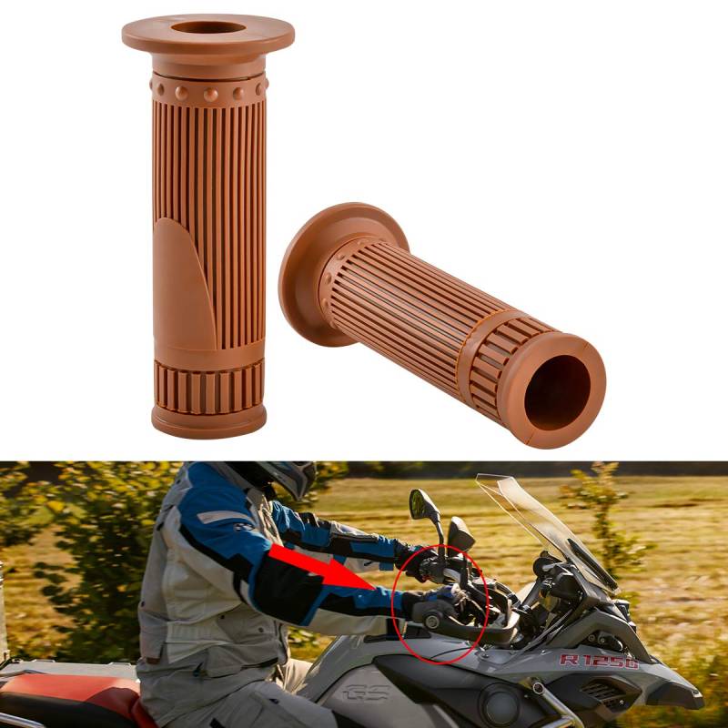 TUINCYN Motorrad Griffe Rutschfeste Gummi Lenkerende Thruster Grip 7/8 "22mm Motorrad Lenker Grip Thruster Grip (Braun) von TUINCYN