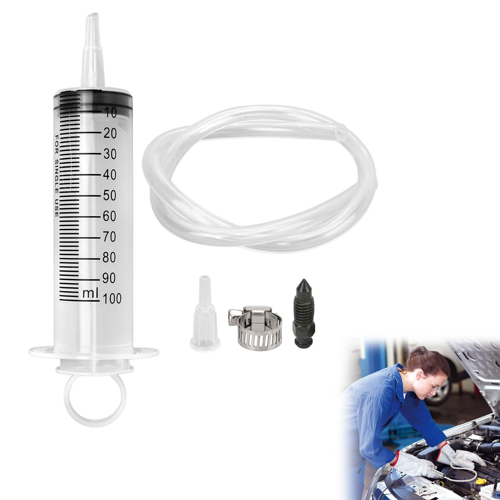 100ml Spritze, Schlauch 50cm, Spritze Bremsen Entlüftungskit, Bremsenentlüftung Spritze Motorrad, Hydraulische Motorrad Scheiben Bremsenentlüftungs Spritze, 1 Kit 100ml Spritze, Schlauch 50cm, Spritze Bremsen Entlüftungskit, Bremsenentlüftung Spritze Motorrad, Hydraulische Motorrad Scheiben Bremsenentlüftungs Spritze, 1 Kit von TUKNN