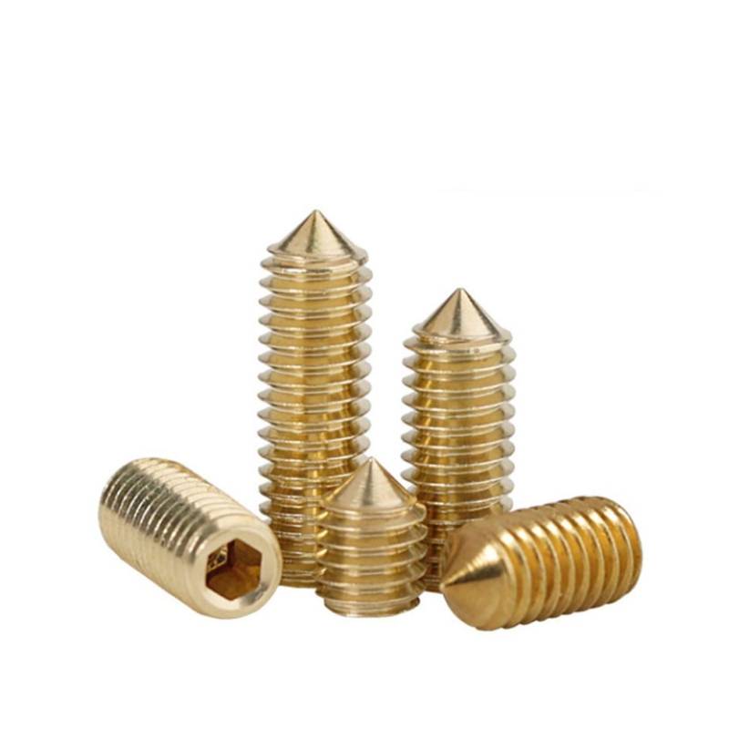 TULDYS Messing-Kegelspitzen-Set-Schrauben, Bolzen, Kupfer-Stahl-Kopf, Sechskant-Innensechskant-Gewindestift, M3, M4, M5, M6(M4x5(20Pcs)) von TULDYS