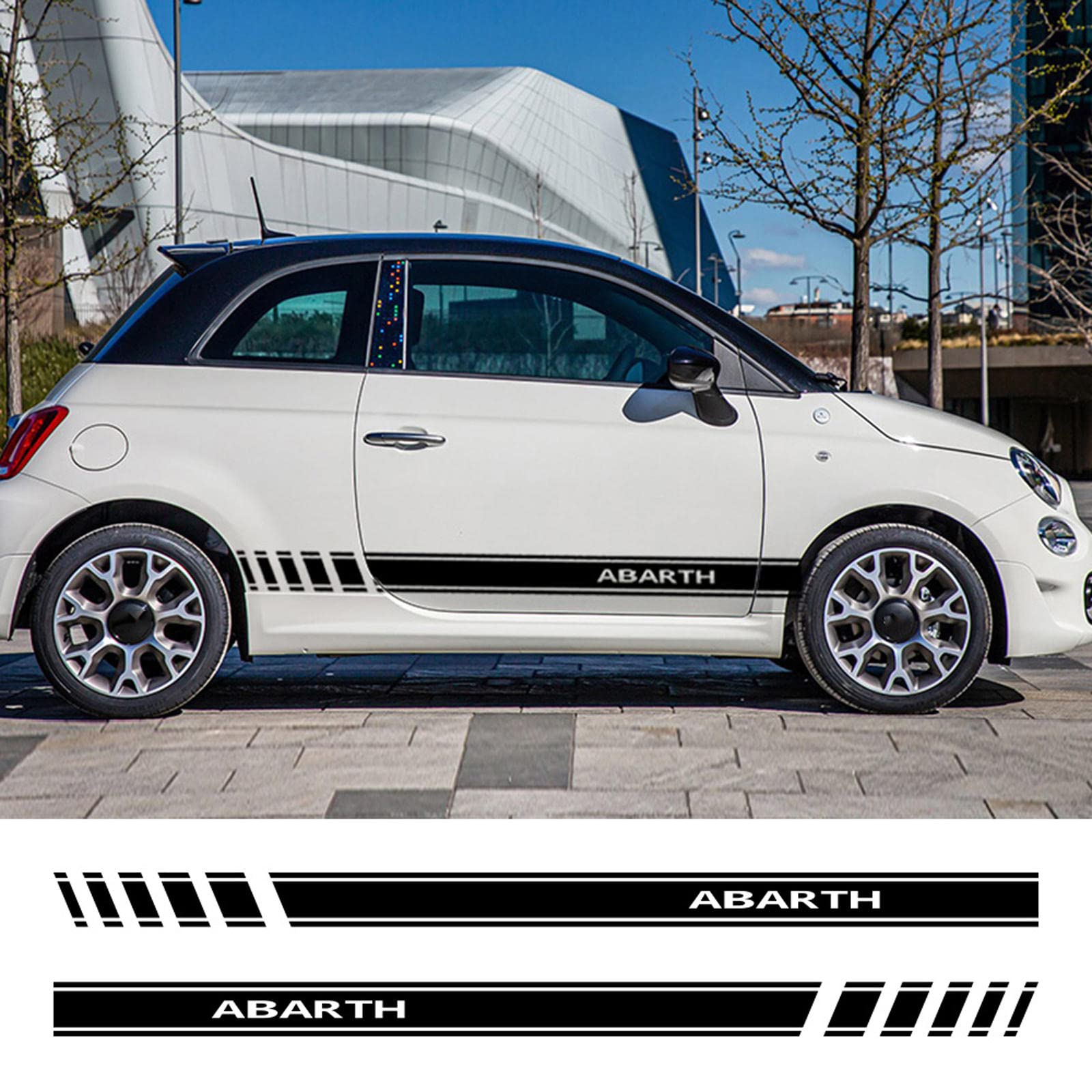 TURIM Auto SideBar Aufkleber, für FIAT 500 Abarth Auto Tuning Vinyl Film Racing Sport Grafik Design Aufkleber von TURIM