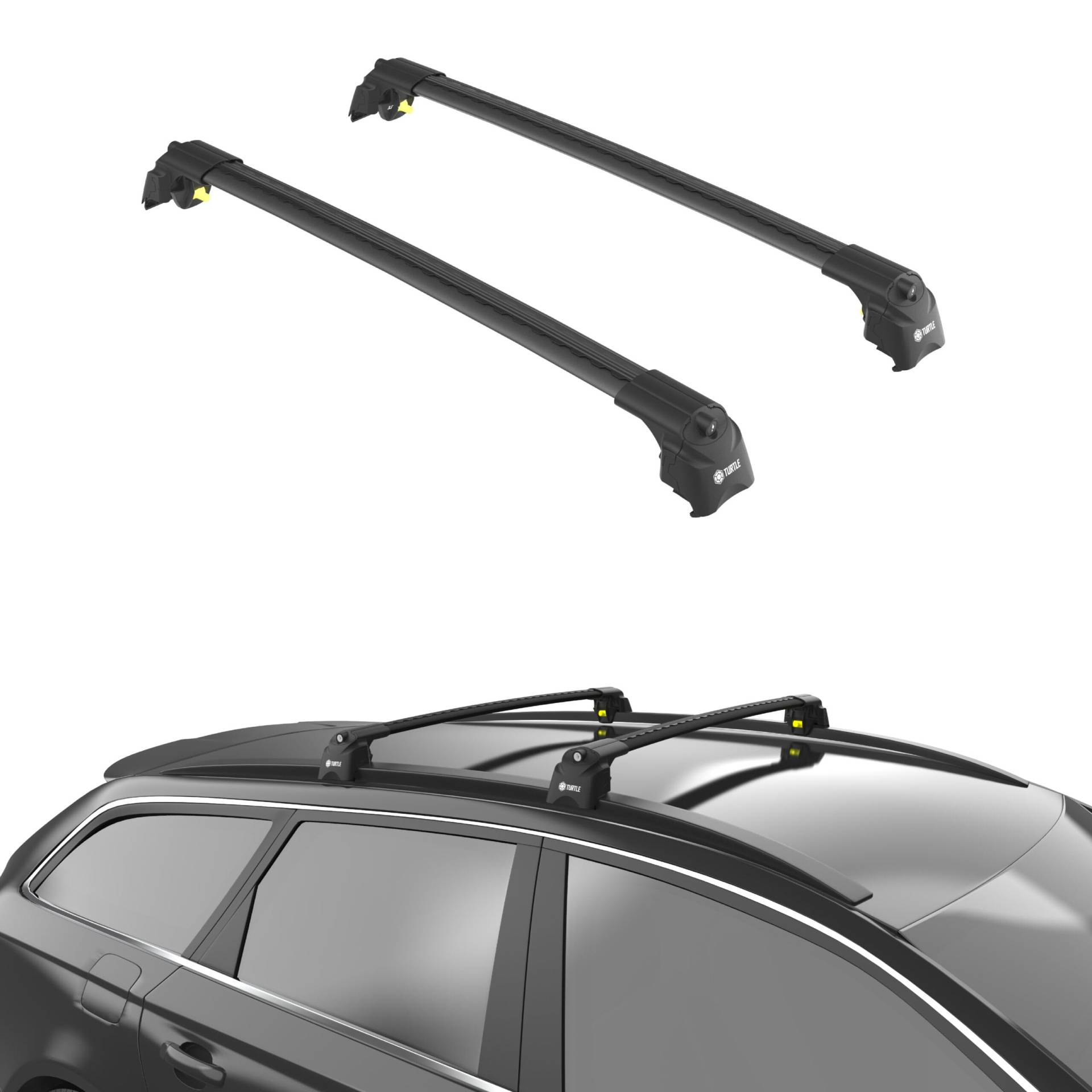 TURTLE kompatibel mit Volvo V60 2019-2024 Air2 Dachträger | SCHWARZ TURTLE kompatibel mit Volvo V60 2019-2024 Air2 Dachträger | SCHWARZ von TURTLE
