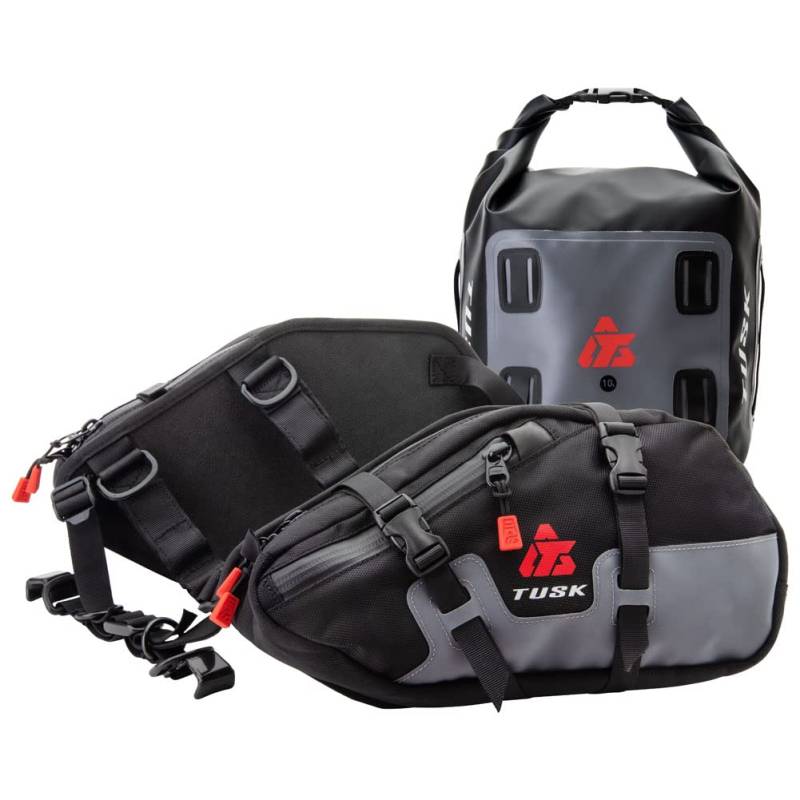 TUSK Traverse Gepäckträgertaschen mit X-Small Dry Duffel Tail Bag von TUSK