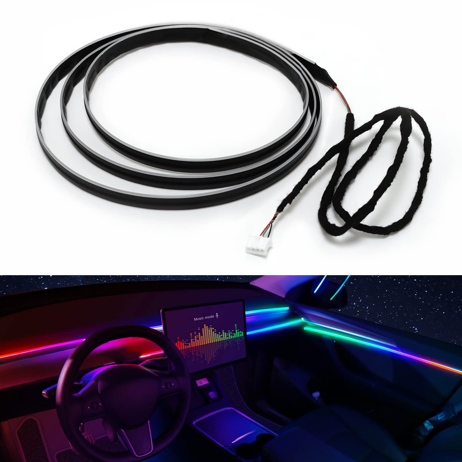 Dreamcolor Acrylic Interior Car LED Strip Light 55.1-inch, which fit for dreamcolor main controller connects and sub-controller kit (not including), Not applicable dreamcolor 5 in 1(single controller) von TWETIZ
