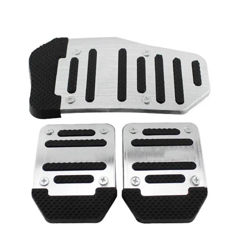 Autobremspedal Für 3 Teiliges Universelles Rutschfestes Pedalabdeckungsset Aus Aluminiumlegierung Für Manuelle Getriebe Pedale Rot Blau Silber Autoteile Bremspedal Fußpedal(Silver Set) von TWMEU