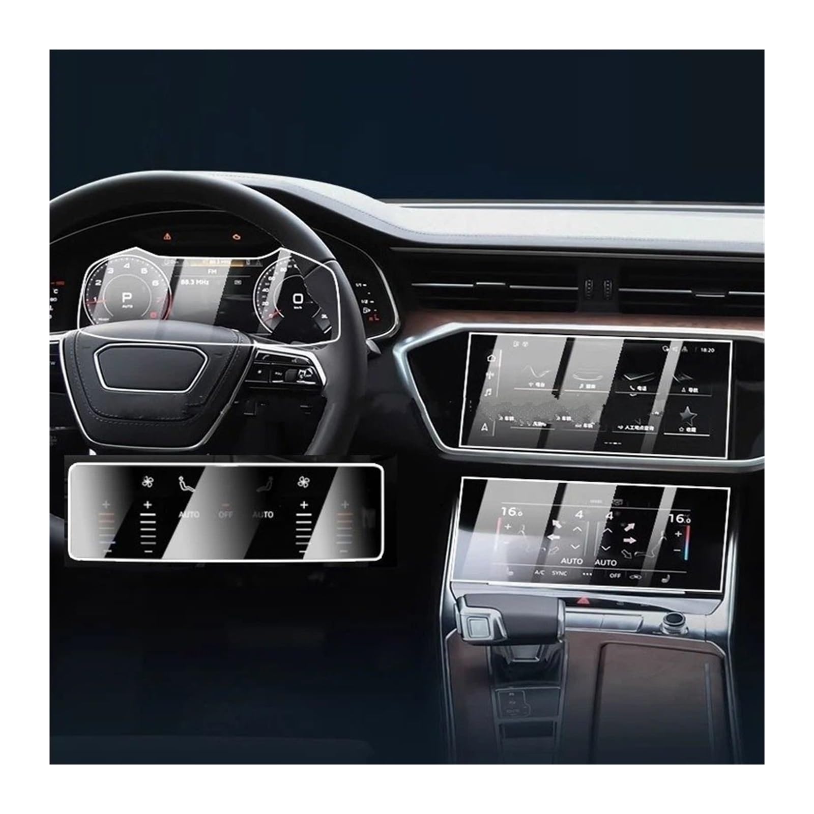 GPS Displayschutzfolie Für A6 Für A7 2019-2024 Gehärtetem Glas Protector Auto GPS Navigation Und Instrument Panel LCD Screen Schutz Film Navigation Schutzfolie(4pcs) von TWMEU