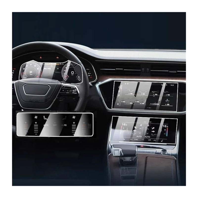 GPS Displayschutzfolie Für A6 Für A7 2019-2024 Gehärtetem Glas Protector Auto GPS Navigation Und Instrument Panel LCD Screen Schutz Film Navigation Schutzfolie(4pcs) von TWMEU