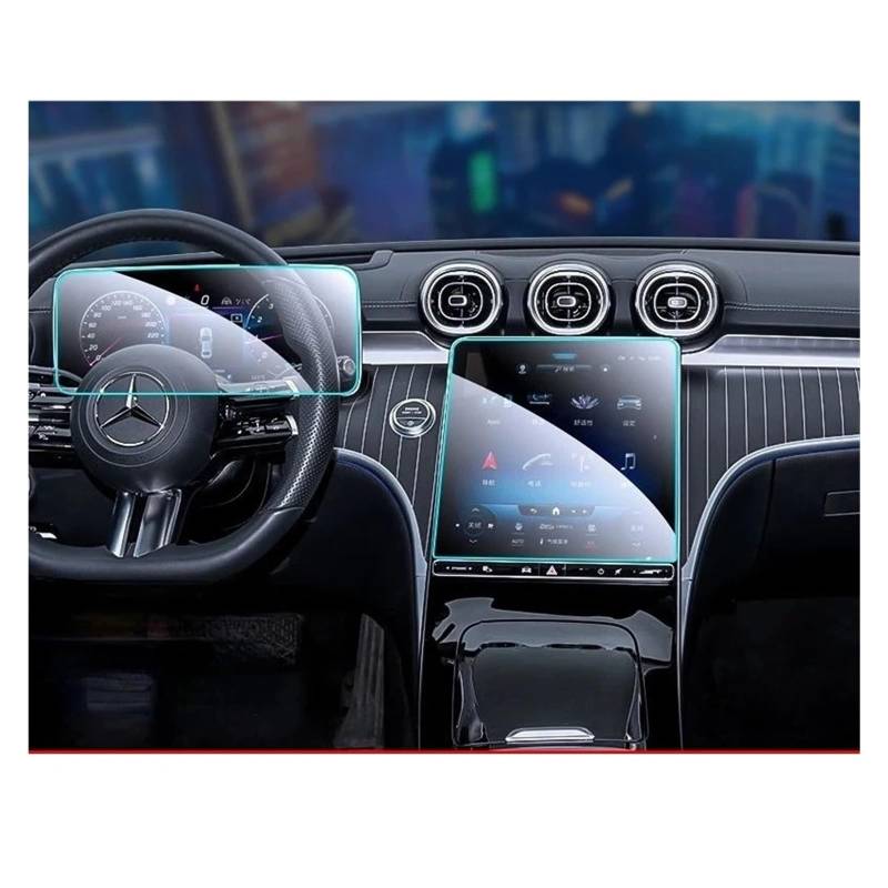 GPS Displayschutzfolie Für Benz Für GLC 2023 2 PCS Auto-Infotainment GPS-Navigationsanzeige Armaturenbrett Displayschutzfolie Aus Gehärtetem Glas Navigation Schutzfolie von TWMEU