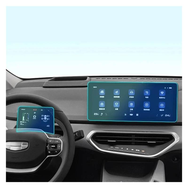 GPS Displayschutzfolie Für Geely Für Geometry C 2021-2022 GPS Navigation Bildschirm Armaturenbrett Bildschirm Gehärtetem Glas Schutz Film Auto Navigation Schutzfolie(GPS and Dash Board) von TWMEU