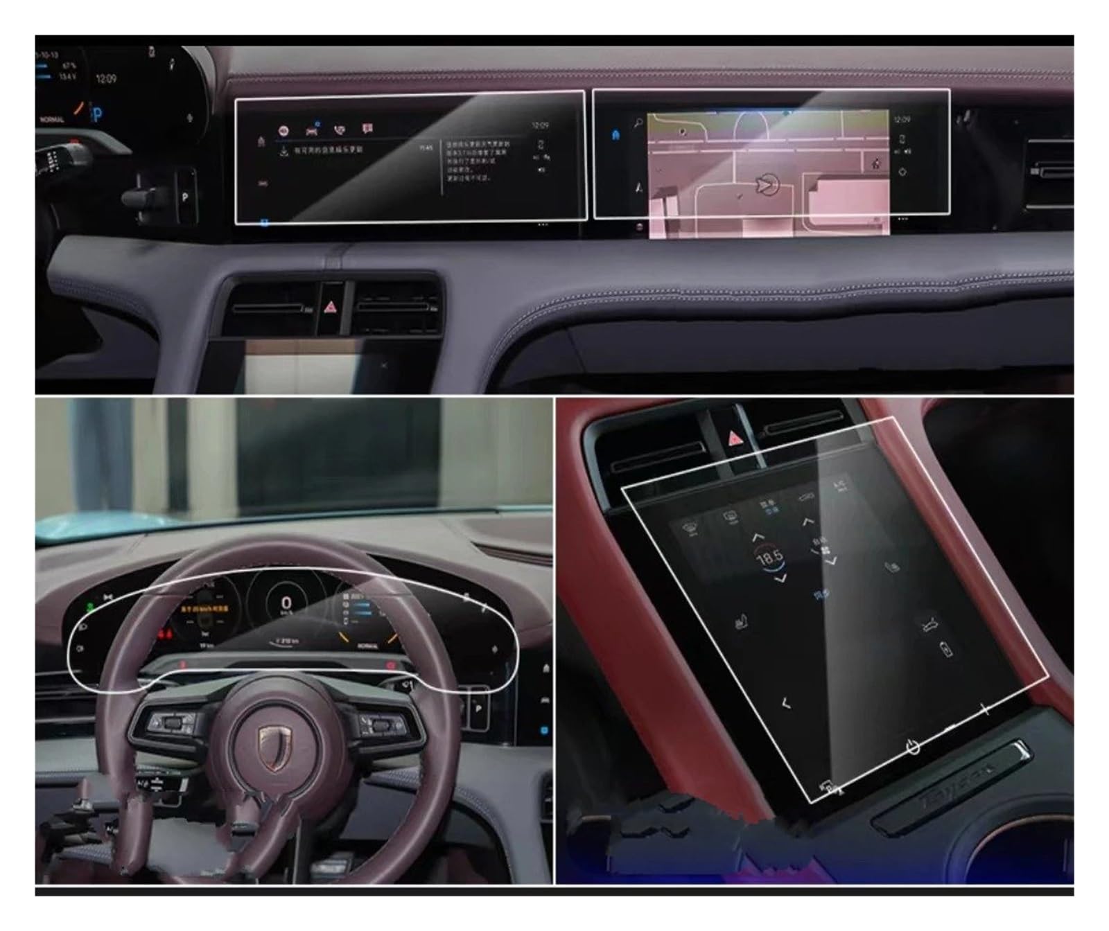 GPS Displayschutzfolie Für Taycan 2020-2022 Auto LCD GPS Navigation Gehärtetem Glas Und Armaturenbrett Bildschirm Filmschutz Navigation Schutzfolie(4pcs) von TWMEU