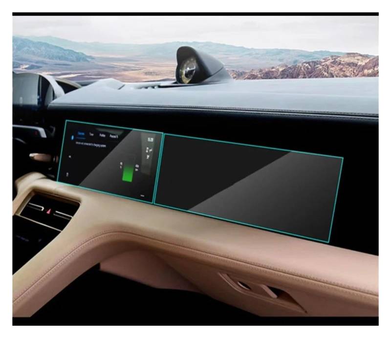 GPS Displayschutzfolie Für Taycan 2020-2022 Auto LCD GPS Navigation Gehärtetem Glas Und Armaturenbrett Bildschirm Filmschutz Navigation Schutzfolie(Multimedia 2pcs) von TWMEU