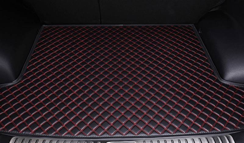 Auto-Kofferraummatte Für Mercedes Für Benz S-Klasse W222 C217 2014-2020 Leder-Kofferraum-Boot-Matte Teppich Heck Cargo Liner Pad Wasserdicht Kofferraummatte (Farbe : Black with Red, Größe : Size 1) von TWOMEM