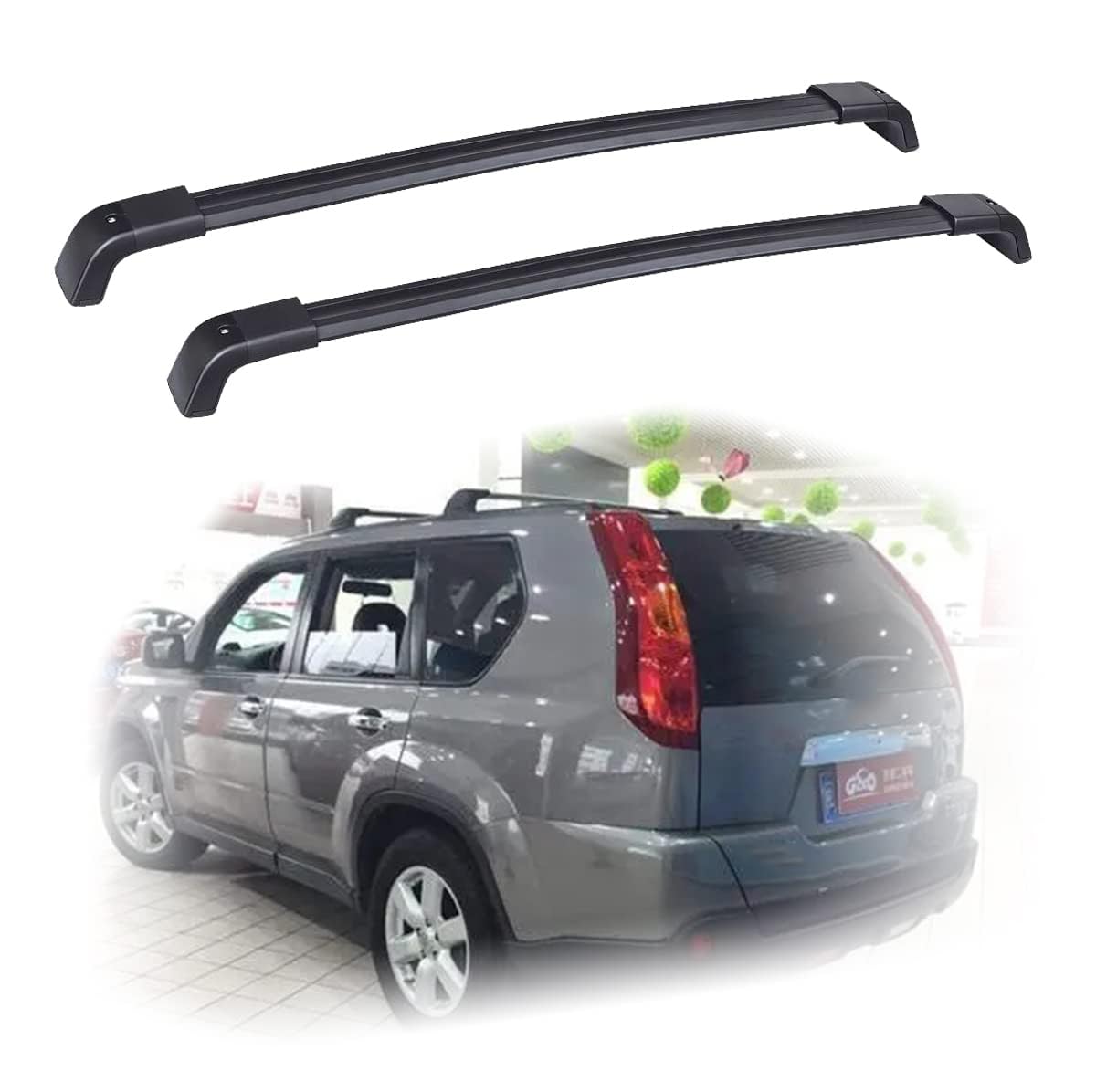 DachträGer RelingträGer für Nissan X-Trail T31 T32 T33, Dachgepäckträger Alu Dachgepäckablage, Paar Schwarze gewidmet Diebstahl-Bars,Second Generation Model von TXBZQKJ