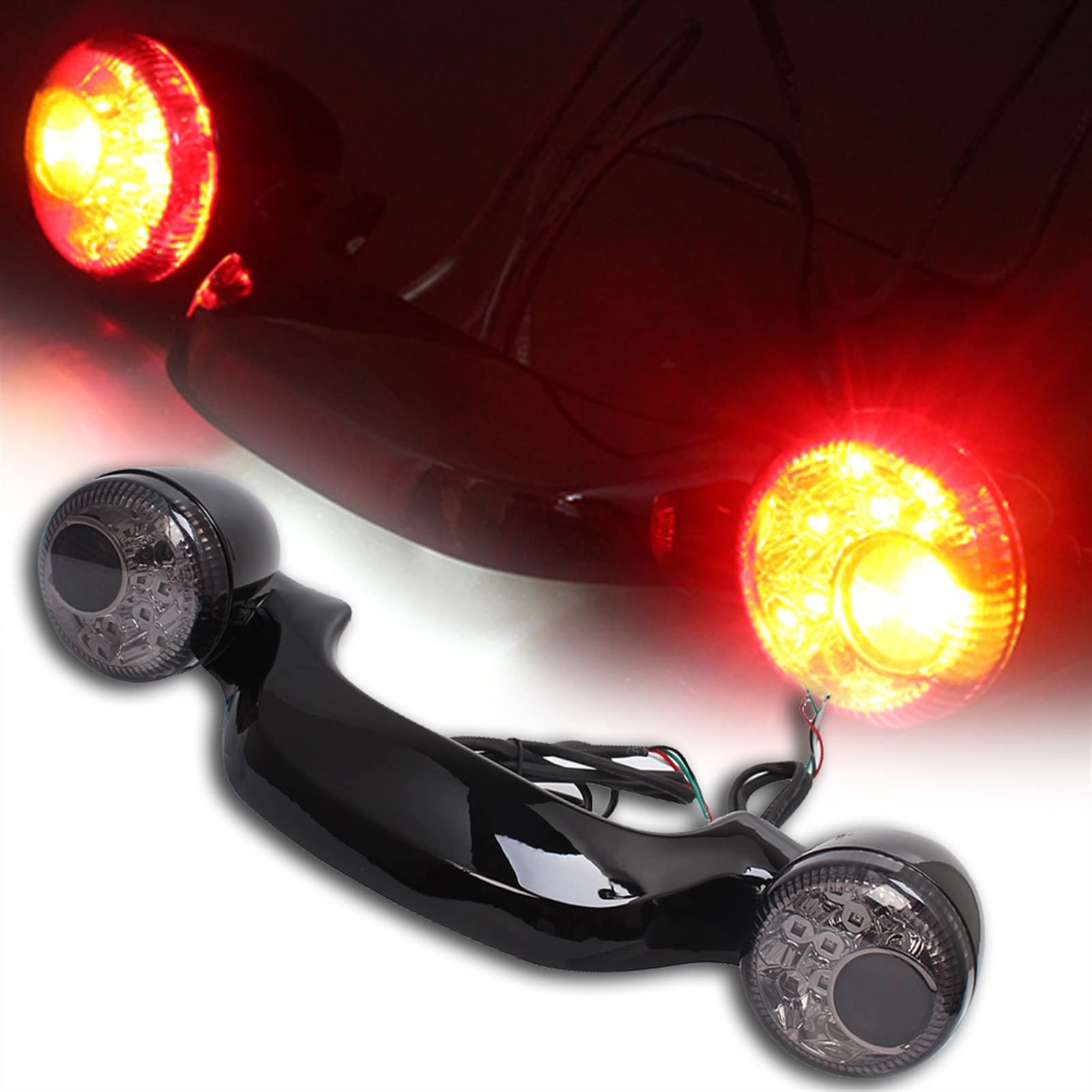 TXCJNIU Zubehör Motorrad Glänzend Schwarz Hintere Blinker Bremslichtleiste Lampe Für Harley Touring Street Glide Road King Special FLHX FLTRX 2010-2021 (Color : Gloss Black), XTKJ899 von TXCJNIU