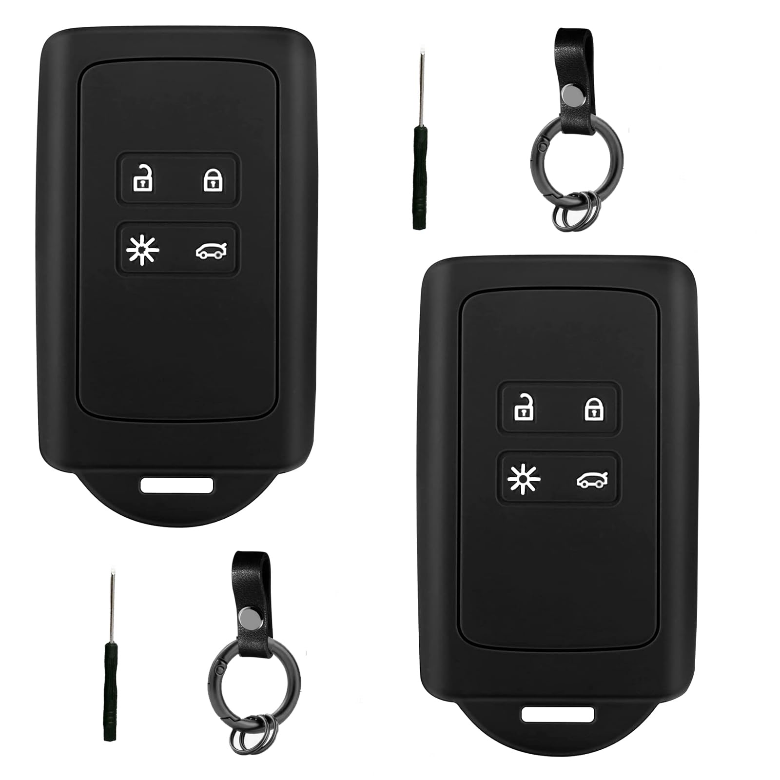 2 STK Autoschlüssel Hülle kompatibel mit Renault 4-Tasten Smartkey Autoschlüssel(nur Keyless Go) mit 2 Schlüsselanhänger Silikon Schlüsselhülle-Schlüssel Hülle für Clio/Espace 5/Master Bus/Talisman von TXErfolg